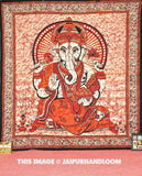 hindu wall tapestry - red ganesha tapestry wall hanging-Jaipur Handloom