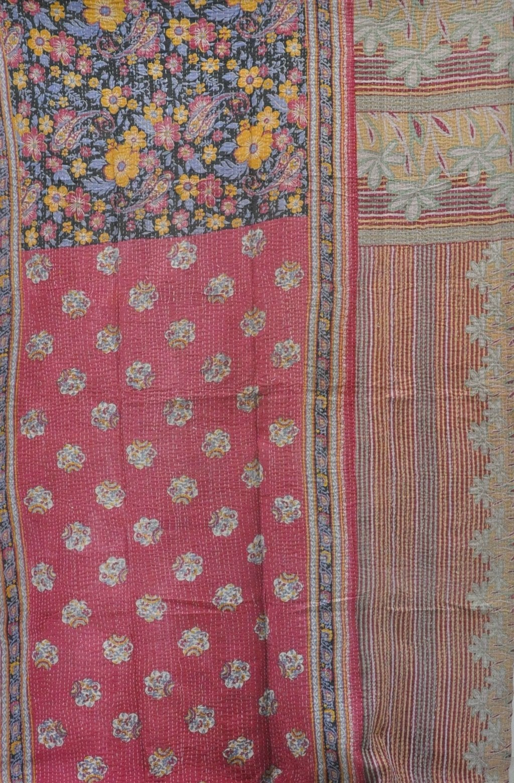 floral kantha quilt