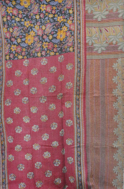 floral kantha quilt