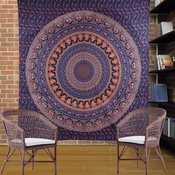 hippie mandala tapestry queen cotton indian bedding bedspread-Jaipur Handloom