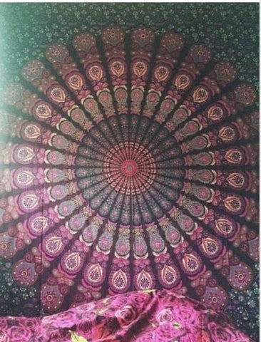 hippie mandala tapestry wall hanging twin cotton bedspread-Jaipur Handloom