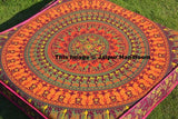 indian camel printed cotton mandala floor cushions 35" square pouf ottoman-Jaipur Handloom