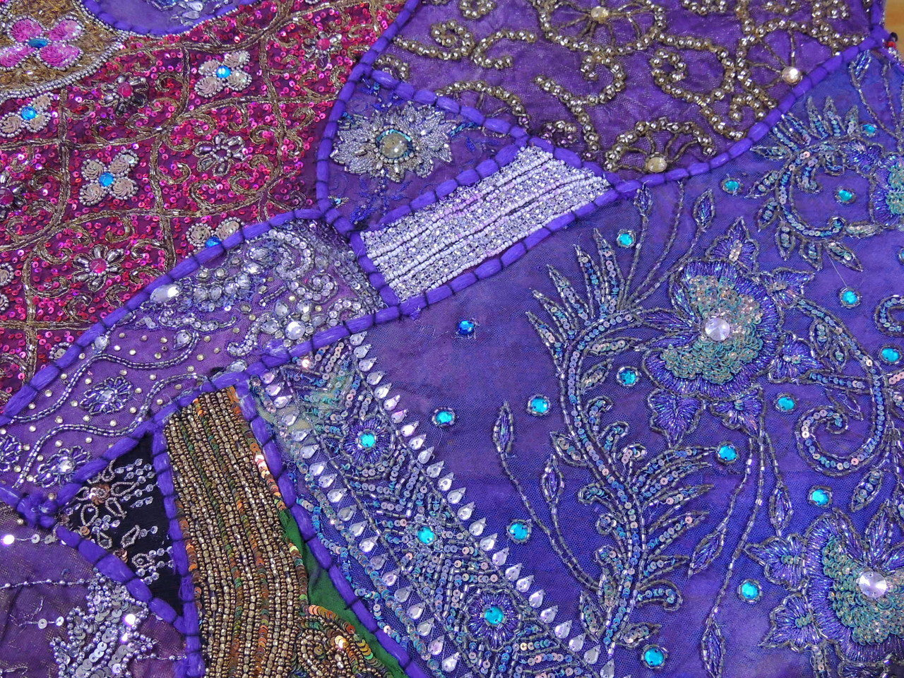 Indian Embroidered Vintage Queen Bed cover Applique Bohemian Bedding Set-Jaipur Handloom