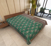 indian handmade kantha bedcover vintage sari quilted blanket throw-Jaipur Handloom