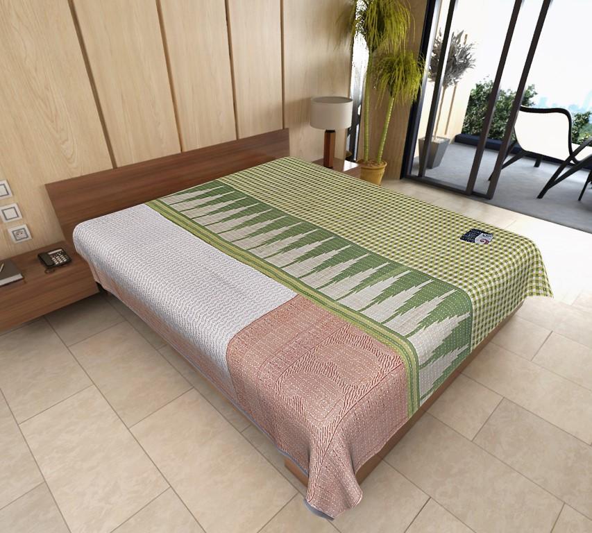 Indian Handmade Vintage Kantha Bedding Bedspread Quilted Sofa Throw-Jaipur Handloom