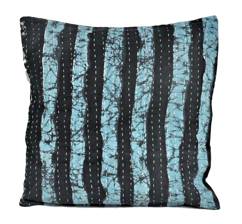 indian kantha pillow cases square floor cushions boho bedroom pillows | Jaipur Handloom