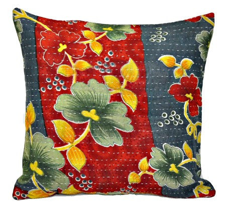 indian kantha pillow covers decorative sofa cushions boho bedroom cushions p81-Jaipur Handloom