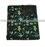 indian kantha quilt in queen size Black Quilt sofa throw blanket-Jaipur Handloom