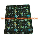 indian kantha quilt in queen size Black Quilt sofa throw blanket-Jaipur Handloom