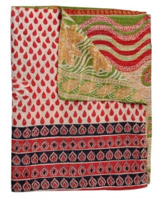 indian kantha sari quilts vintage sari kantha throw fair trade-Jaipur Handloom