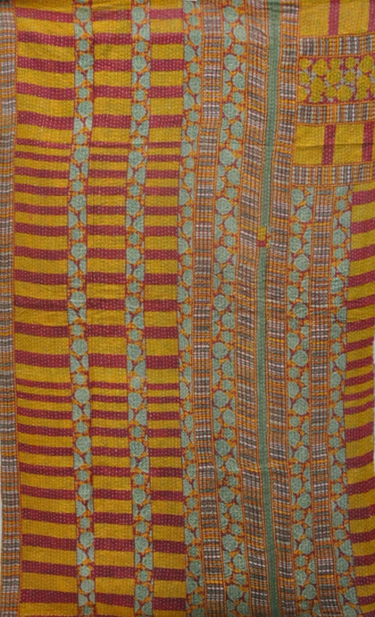 indian sari kantha throw blanket