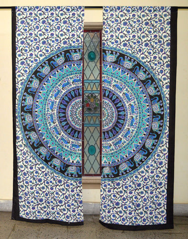 indian mandala curtains bohemian window decor pelmets 2 panel curtains-Jaipur Handloom