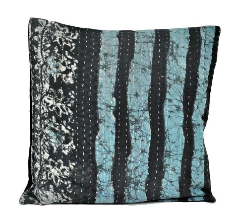 indian patchwork kantha pillow covers 16" large handmade bedroom cushions | Jaipur Handloom