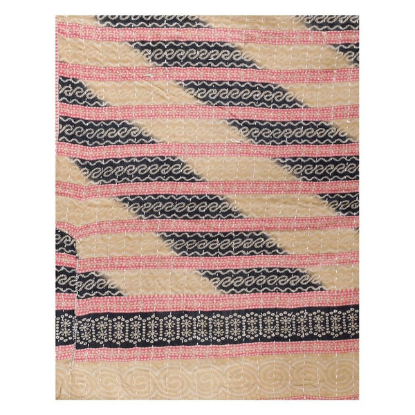 indian patchwork kantha throw twin kantha blanket soft baby quilt-Jaipur Handloom