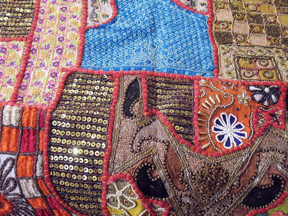 Indian Patchwork Vintage Sari Queen Bedding set with pillow cases and cushions-Jaipur Handloom