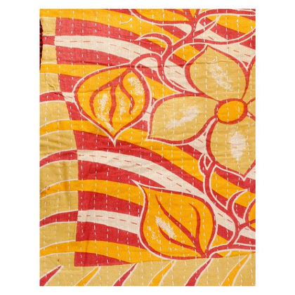 Indian Reversible Kantha Throw Hand Stitched Kantha Gudri Bedspread-Jaipur Handloom