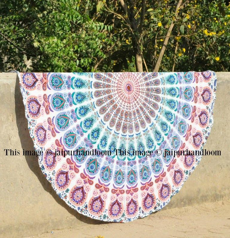 indian round cotton yoga mat hippie mandala beach roundie throws on sale-Jaipur Handloom