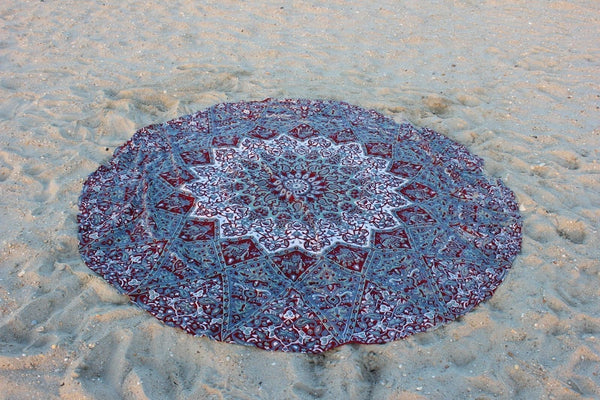 indian round mandala picnic blanket cotton yoga mat round beach throws-Jaipur Handloom