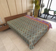 indian sari gudri kantha throw handmade quilted baby blanket-Jaipur Handloom