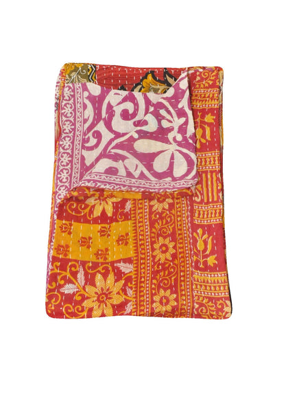 vintage sari kantha throw blanket