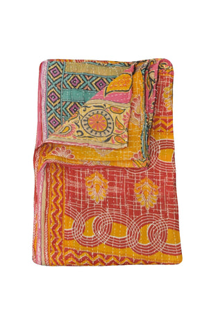 indian sari kantha throw bohemian vintage kantha quilt blanket