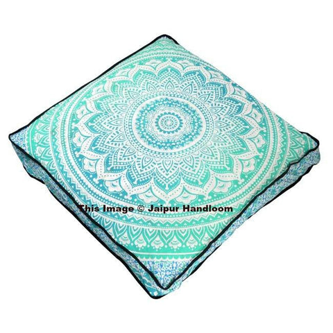 Indian Square Mandala Pillows Ombre Floor Cushion Covers Pouf Ottoman Throw 35"-Jaipur Handloom