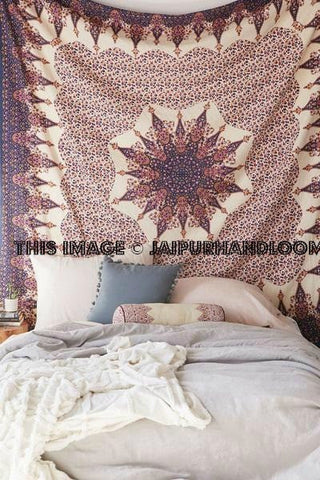 indian star mandala tapestry bohemian dorm bedding full bedspread throw-Jaipur Handloom