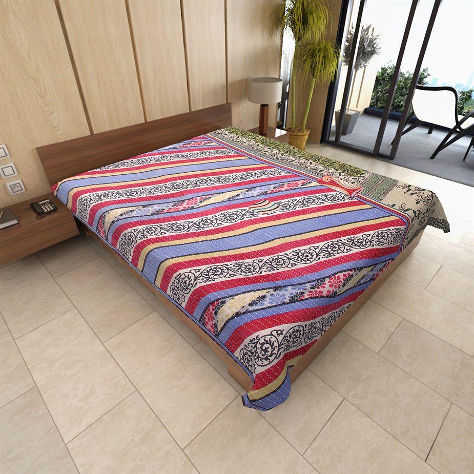 Indian Style Organic Kantha Bedspread Bohemian Kantha Throws For Sofa-Jaipur Handloom
