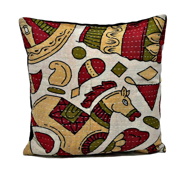 indian style organic kantha pillows for couch patio cushions on sale - NS32-Jaipur Handloom