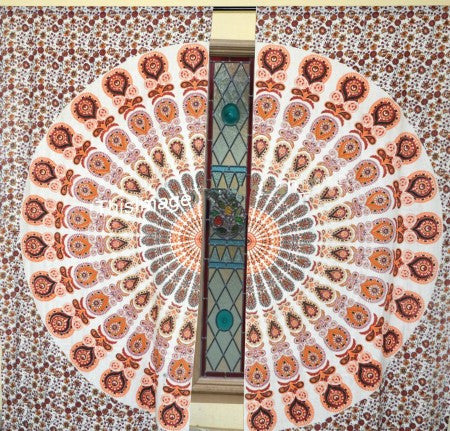 indian tapestry mandala 2 panels door drapes bohemian window curtains-Jaipur Handloom
