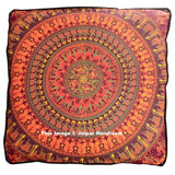 indian tapestry red mandala floor cushions 35" cute bohemian bean bag-Jaipur Handloom