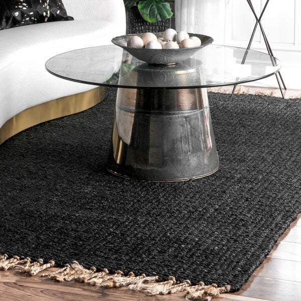 jute hemp rugs for sale, 4 by 6 feet area rugs for living room, black seagrass rug