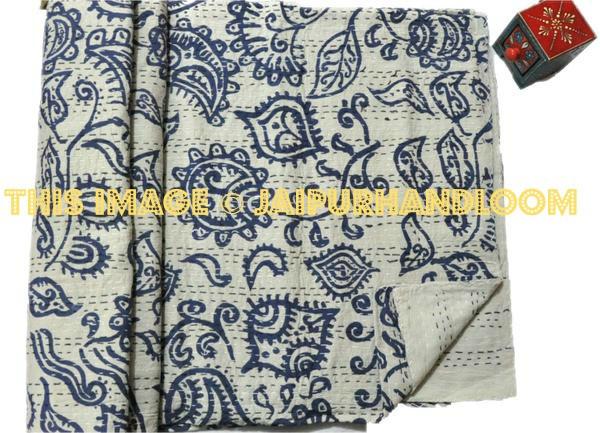 kantha quilt paisley queen size Cotton Kantha Throw