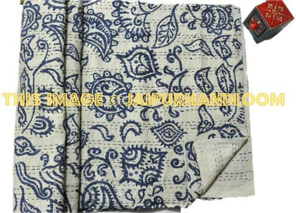 kantha quilt paisley queen size Cotton Kantha Throw