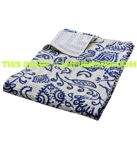 kantha quilt paisley queen size Cotton Kantha Throw