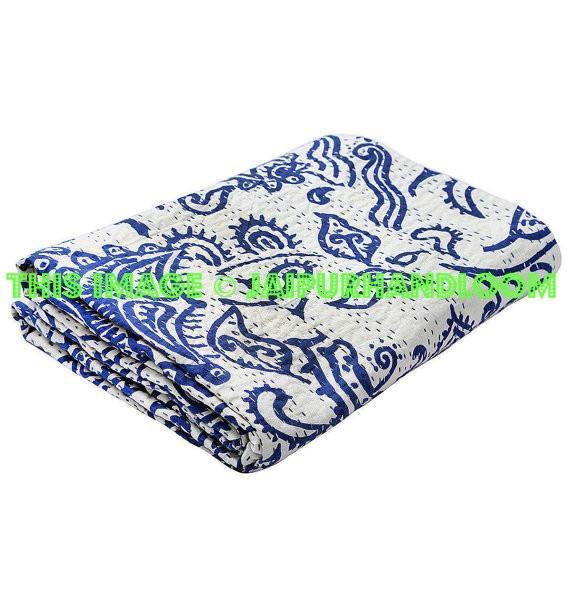 kantha quilt paisley queen size Cotton Kantha Throw