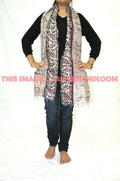 kantha sari scarf - Poppy-Jaipur Handloom