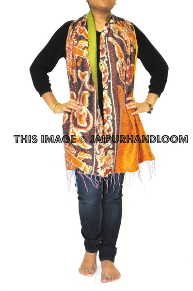 kantha sari shawl - Clarinet-Jaipur Handloom