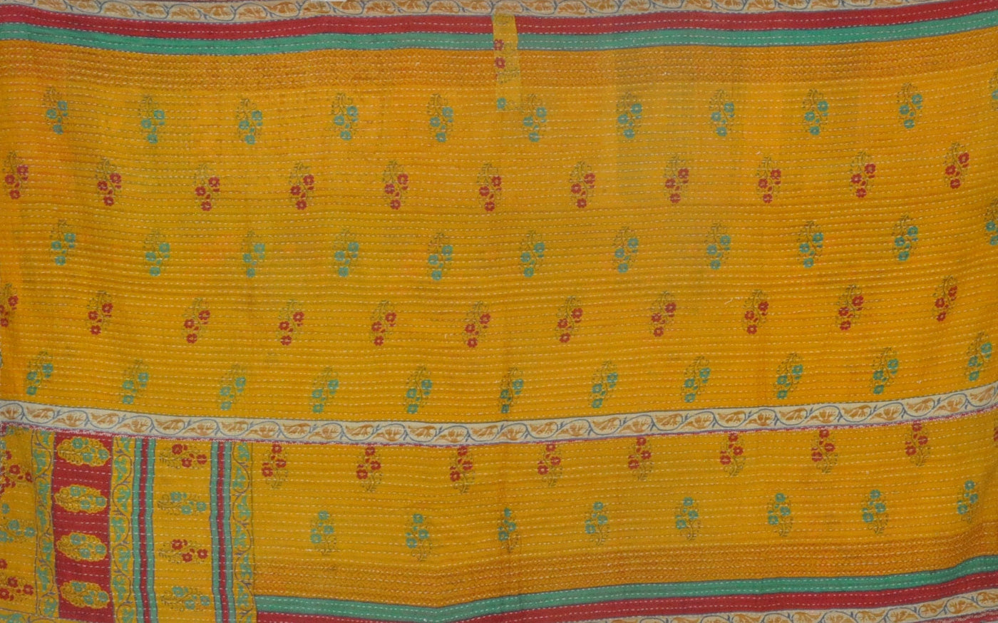 vintage sari kantha throw blanket