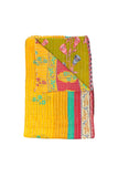 yellow floral kantha quilt