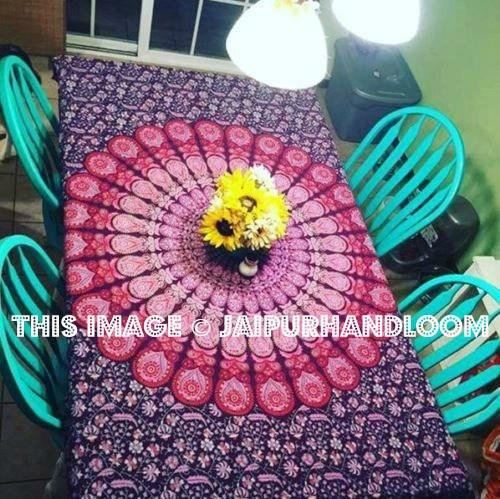 large cotton tablecloth in mandala design-Jaipur Handloom