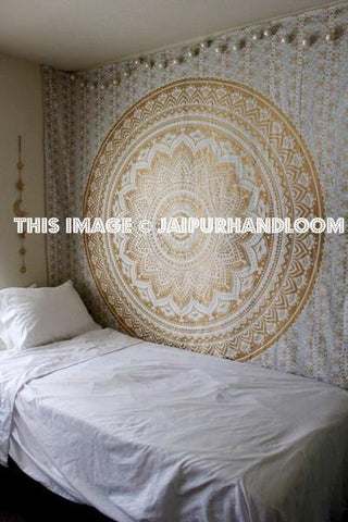 large golden tapestry golden ombre tapestries wall hanging-Jaipur Handloom