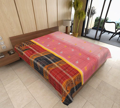 large indian kantha throw bohemian cotton sari kantha blanket gudri - AS46-Jaipur Handloom