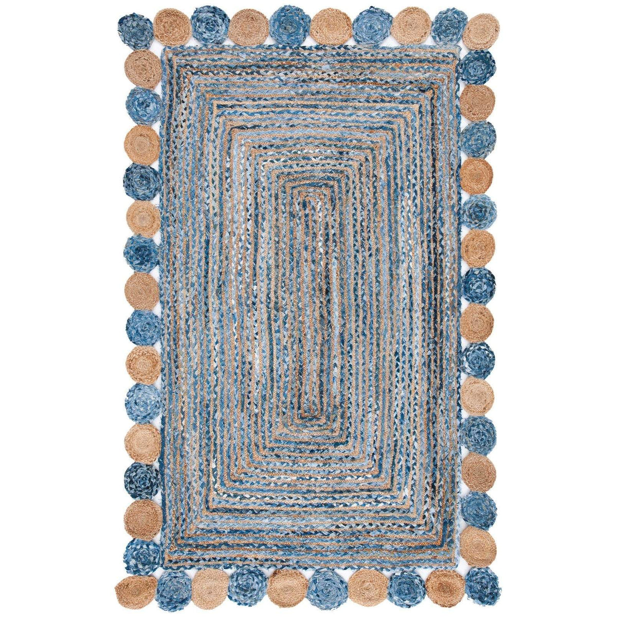 denim jute rug carpet for living room 5X7 feet, braided denim rug, jute area rug 6x8
