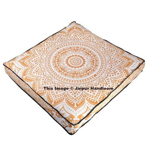 Mandala Floor Cushion Cover 35" XL Decorative Square Mandala Poufs Ottoman-Jaipur Handloom
