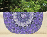 mandala round sofa covers cotton purple table cloth hippie beach towels-Jaipur Handloom