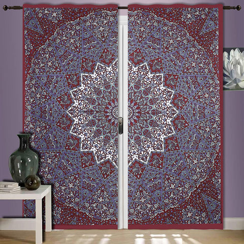 Maroon Elephant Stat Tapestry Curtain Window Hanging Bohemian Door Drapes Wall Hanging