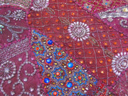 maroon queen size embroidered patchwork bedding set with pillow cases-Jaipur Handloom