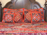 Orange Bohemian Patchwork Bedding set Indian Applique Queen Bed cover-Jaipur Handloom