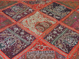 Orange Bohemian Patchwork Bedding set Indian Applique Queen Bed cover-Jaipur Handloom